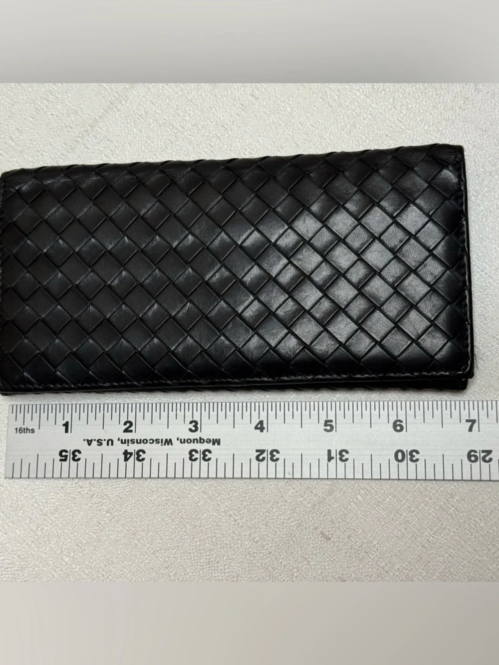 Bottega Veneta Black Intrecciato Leather Long Wallet Bi-Fold Made in Italy